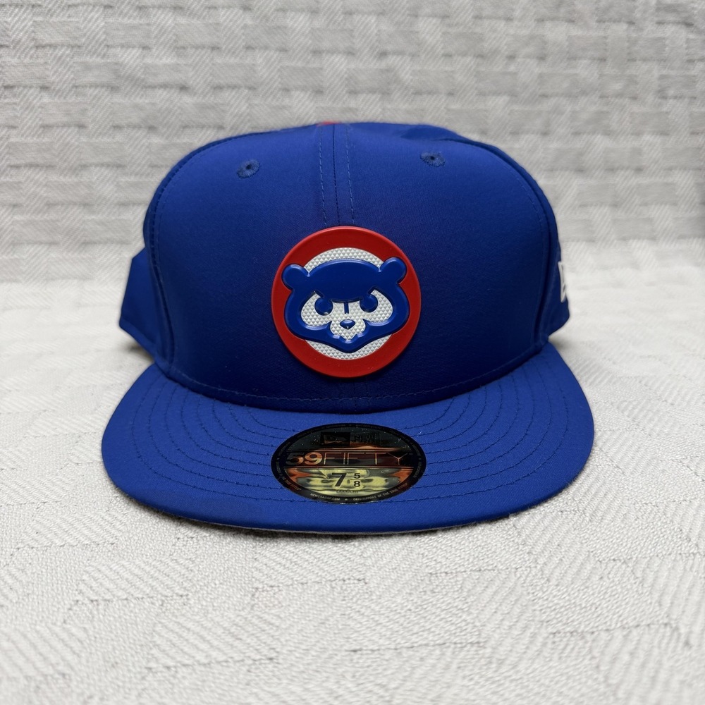 Chicago Cubs Hat Cap Fitted Mens 7 5/8 Blue MLB Baseball New Era 59FIFTY